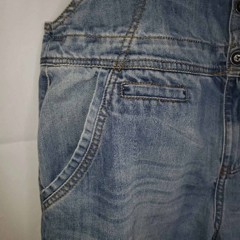 CITY CHIC DENIM DISTRESSED STONEWASHED OVERALL SHORTS SIZE 14